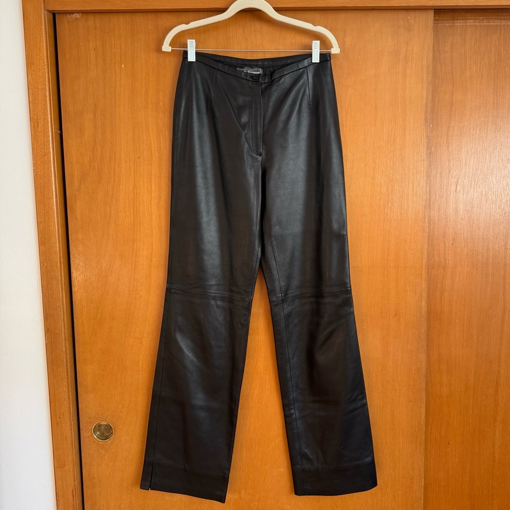 Vintage Salvatore Ferragamo Black Leather Pants